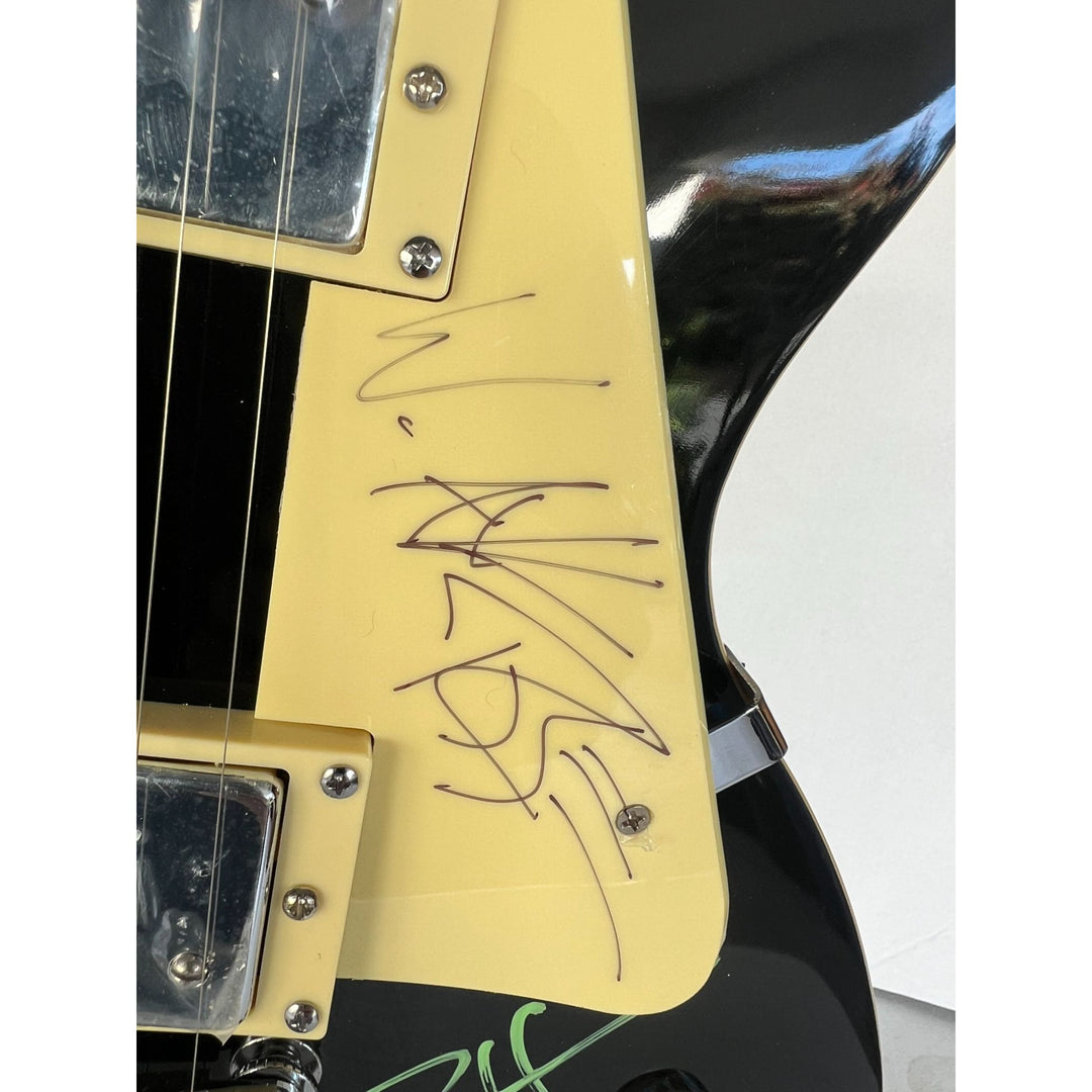 Guns N Roses Axl Rose, Matt Sorum w/ sketch, Slash w/ sketch, Izzy Stradlin, Duff McKagan, Steve Adler black les paul electric guitar