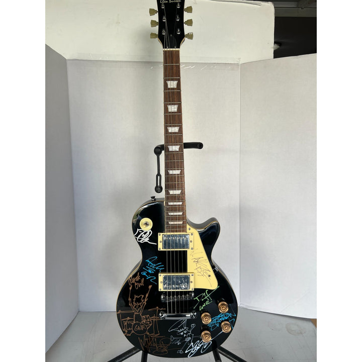 Guns N Roses Axl Rose, Matt Sorum w/ sketch, Slash w/ sketch, Izzy Stradlin, Duff McKagan, Steve Adler black les paul electric guitar