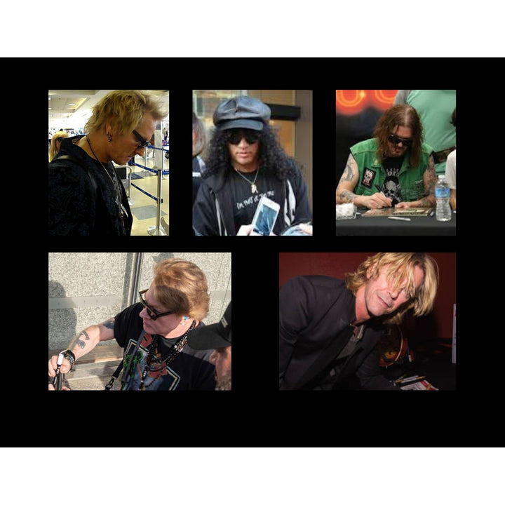 Guns N Roses Axl Rose, Matt Sorum w/ sketch, Slash w/ sketch, Izzy Stradlin, Duff McKagan, Steve Adler black les paul electric guitar
