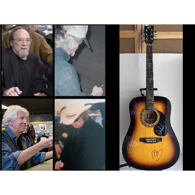 CSNY David Crosby Neil Young Graham Nash Stephen Stills" One of A kind 39' inch full size acoustic guitar signed with proof