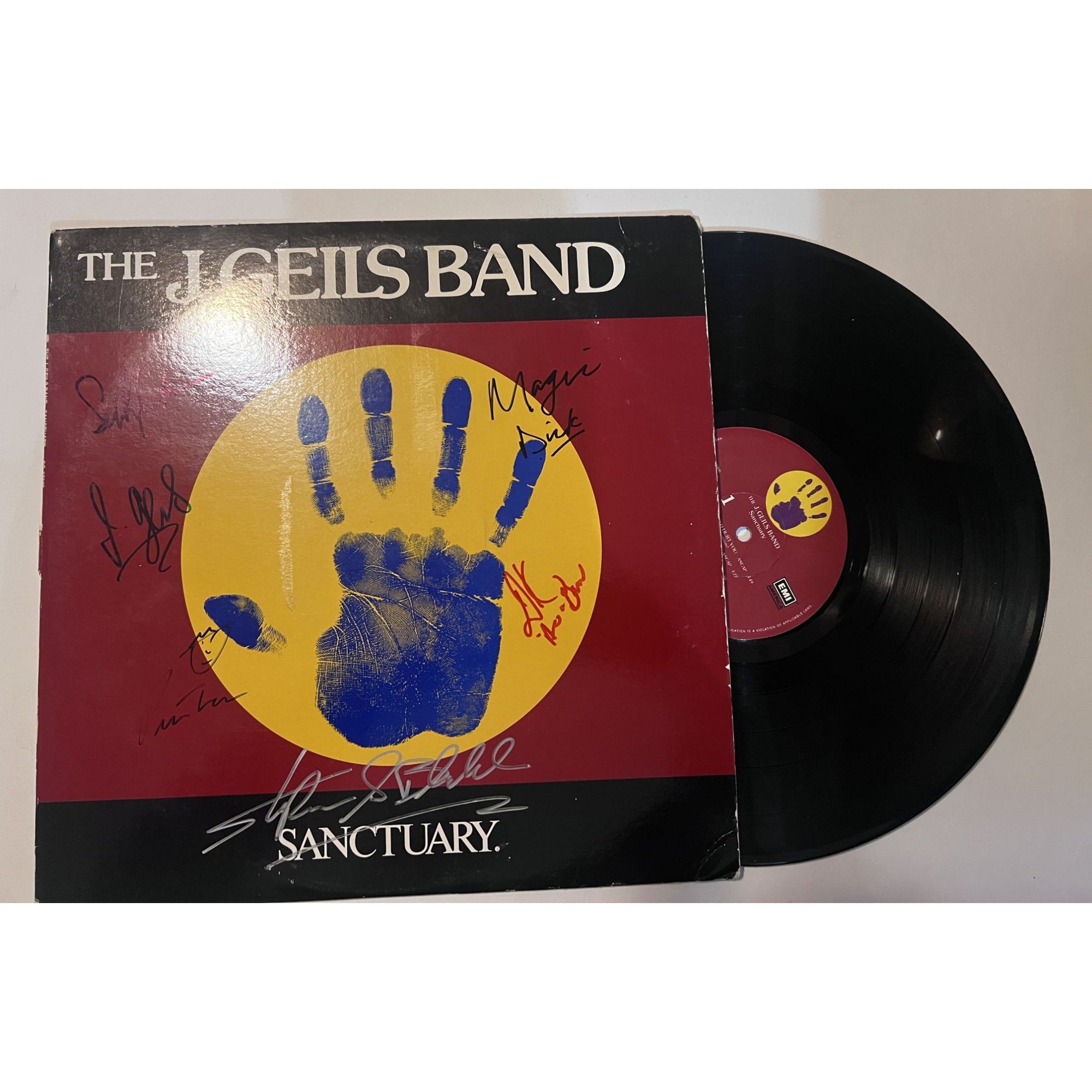 Geils Band original Sanctuary LP Peter Wolf, Magic Dick, Seth Justman, Danny Klein and J. Geils signed with proof
