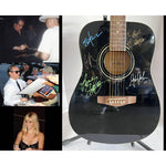 Load image into Gallery viewer, Johnny Cash Juaquin Phoenix &quot;Walk The Line&quot; cast signed full size black acoustic guitar with proof
