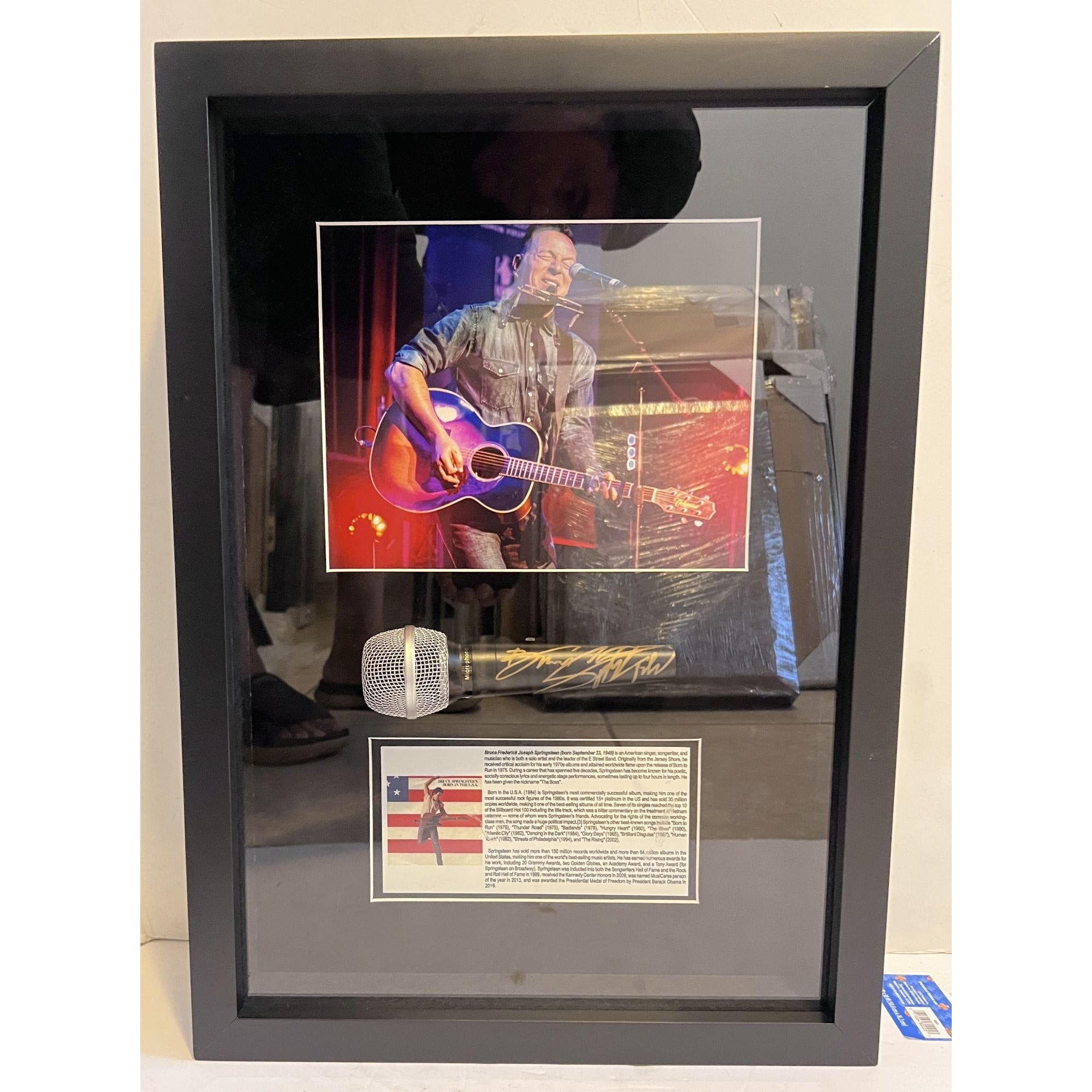 Bruce Springsteen One of a Kind microphone signed and framed with proof