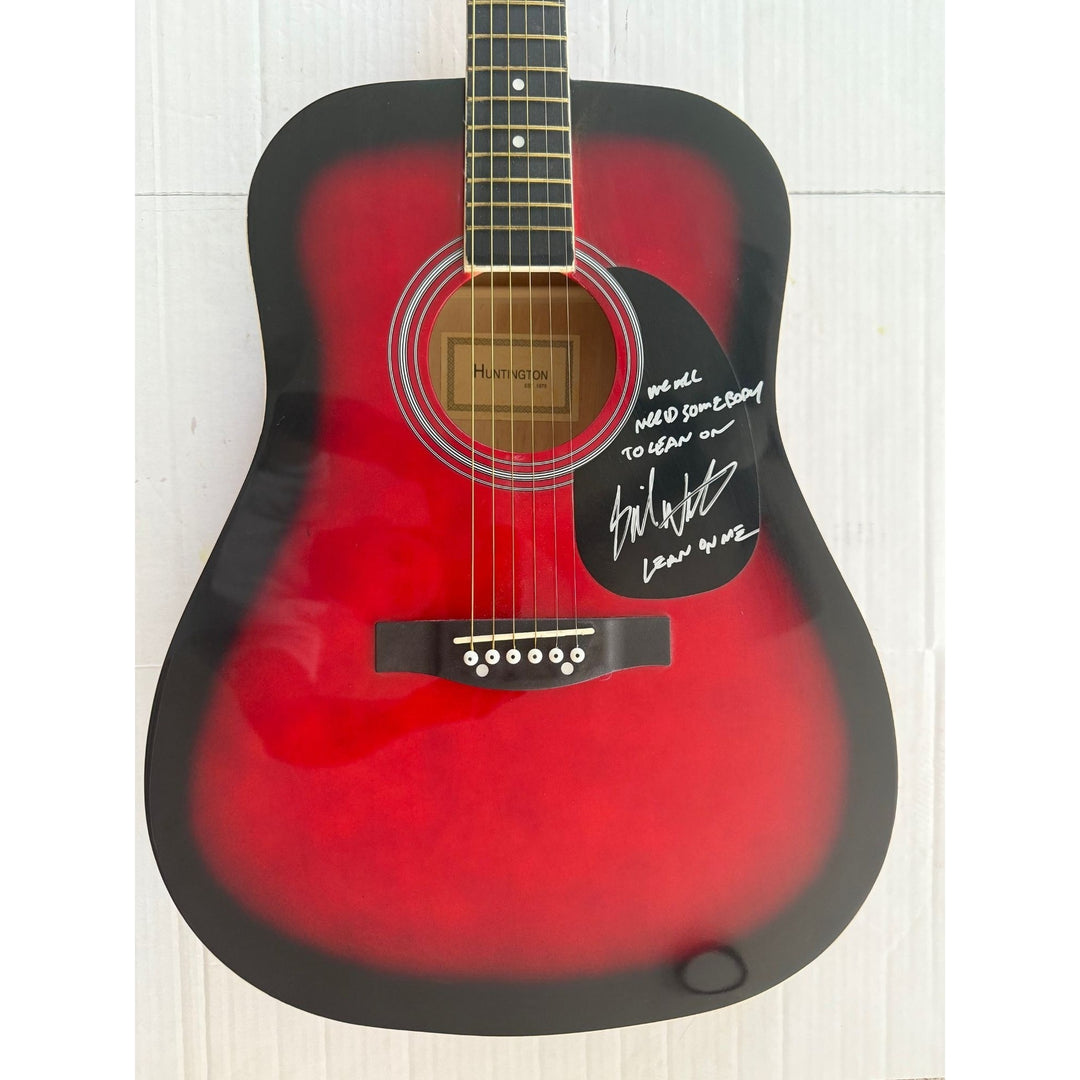 Bill Withers full size acoustic guitar signed with lyrics.