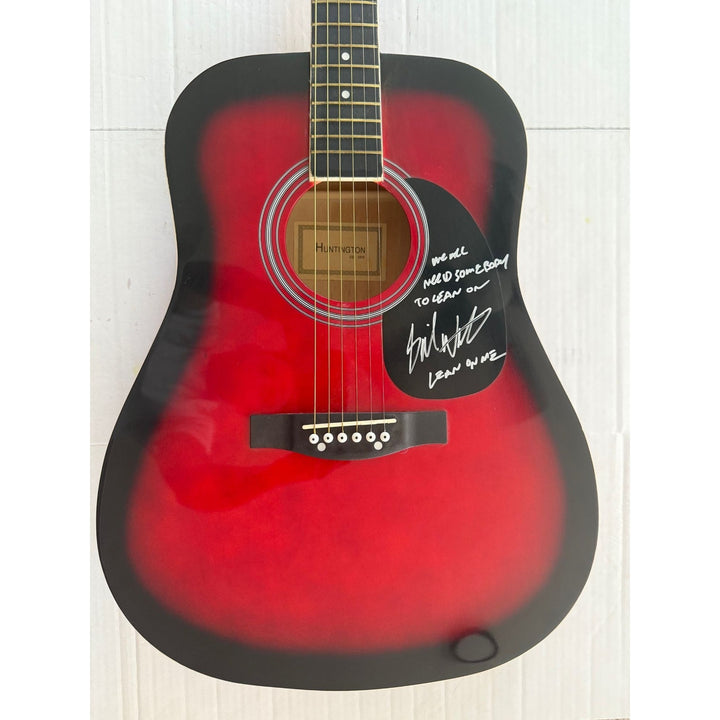 Bill Withers full size acoustic guitar signed with lyrics.