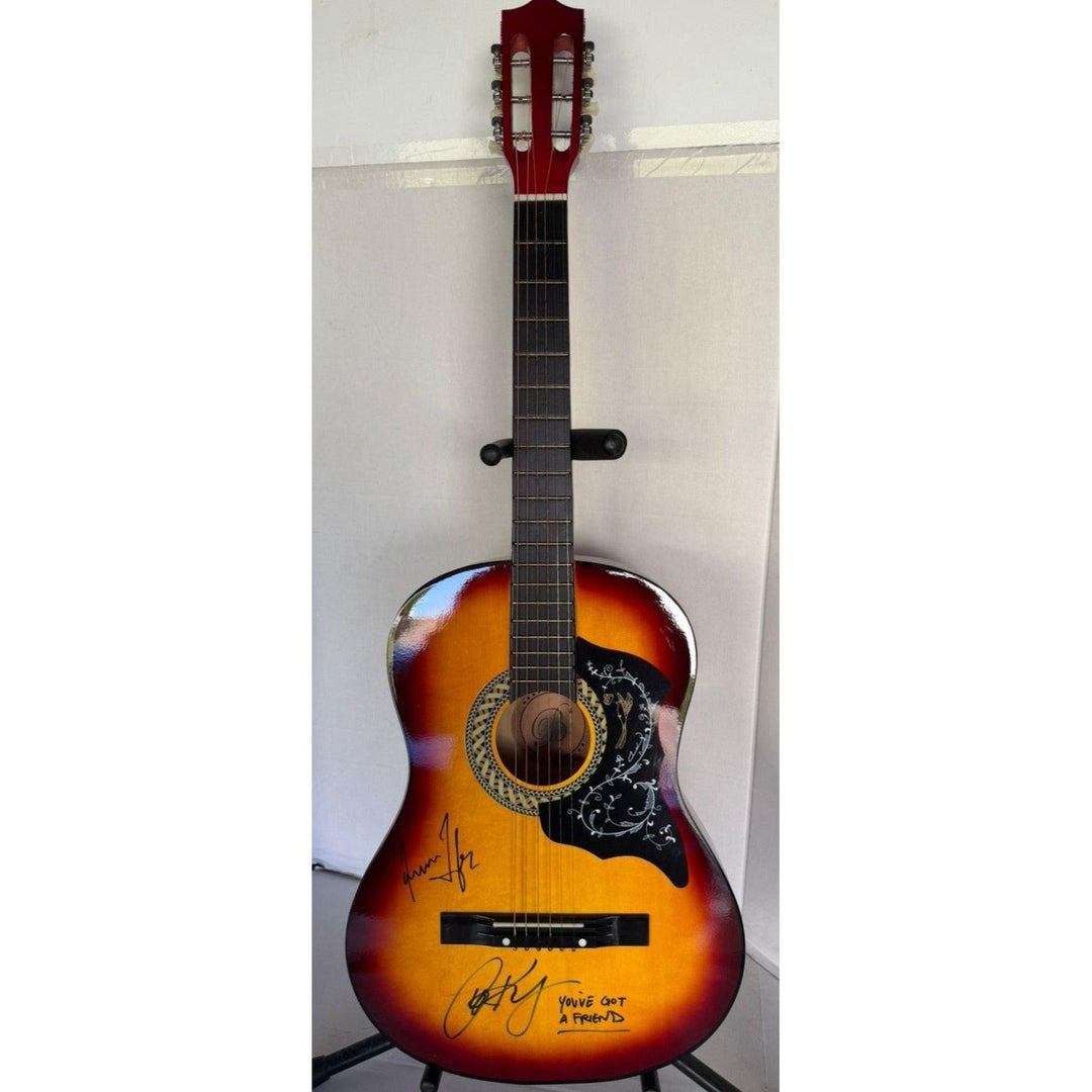 James Taylor and Caroloe King vintage acoustic guitar signed with proof