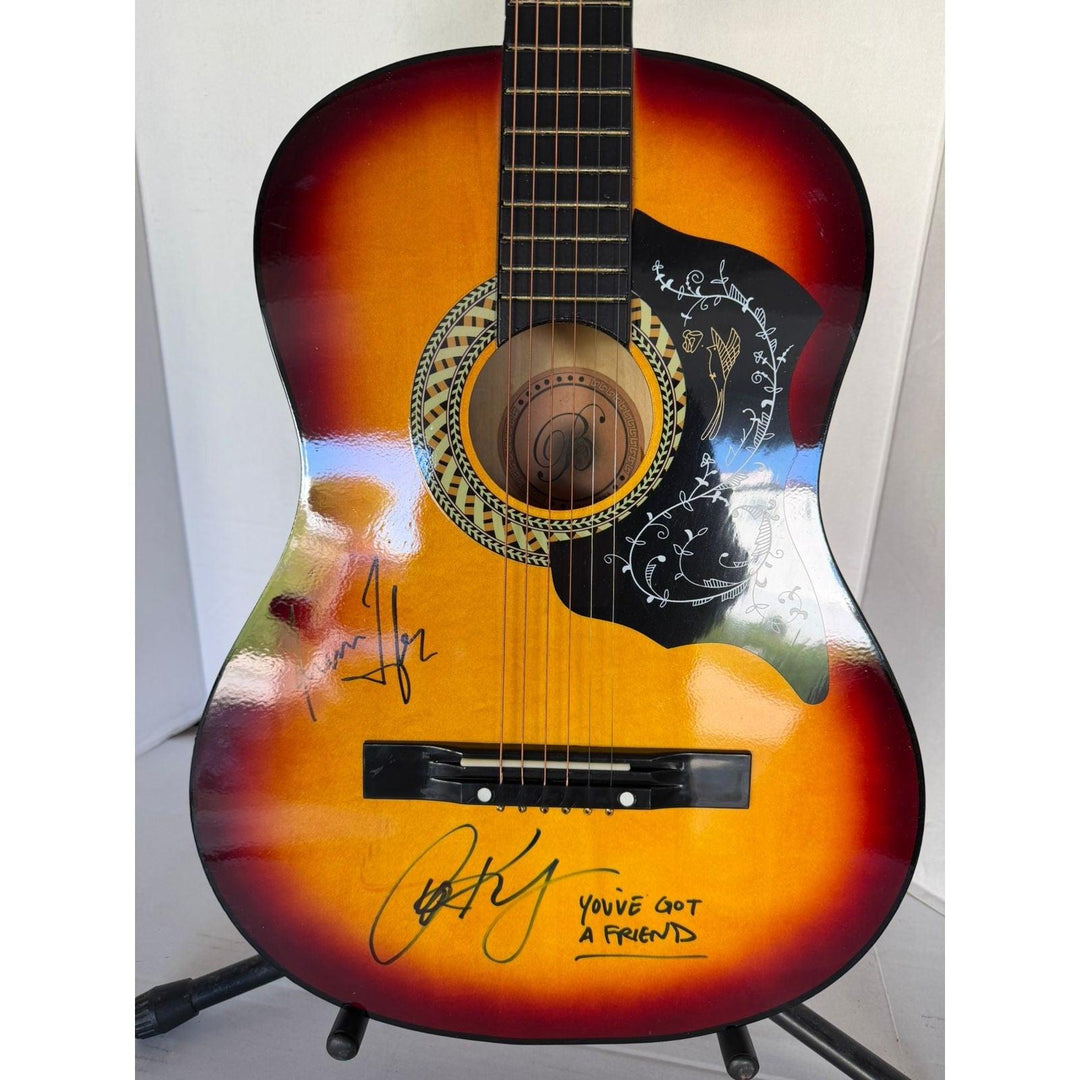 James Taylor and Caroloe King vintage acoustic guitar signed with proof