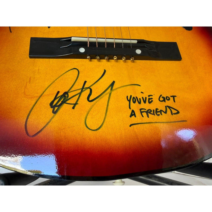 James Taylor and Caroloe King vintage acoustic guitar signed with proof