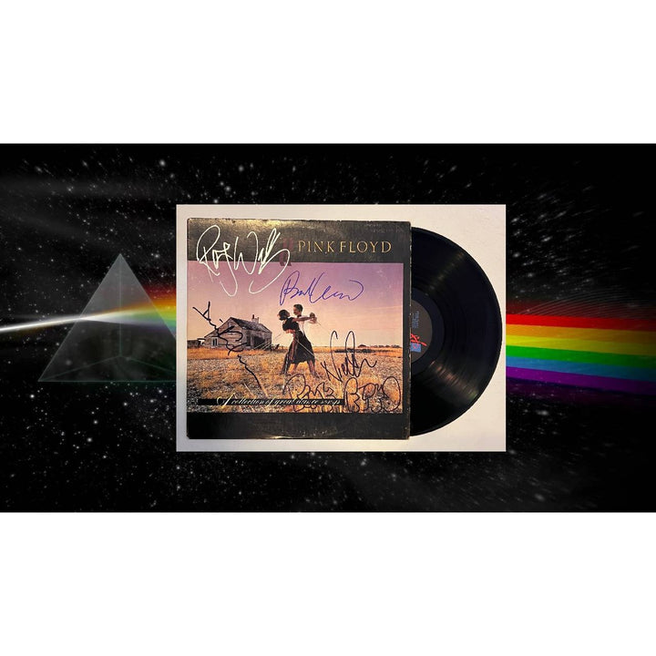 David Gilmour Roger Waters Richard Wright Nick Mason Pink Floyd original LP signed with proof.