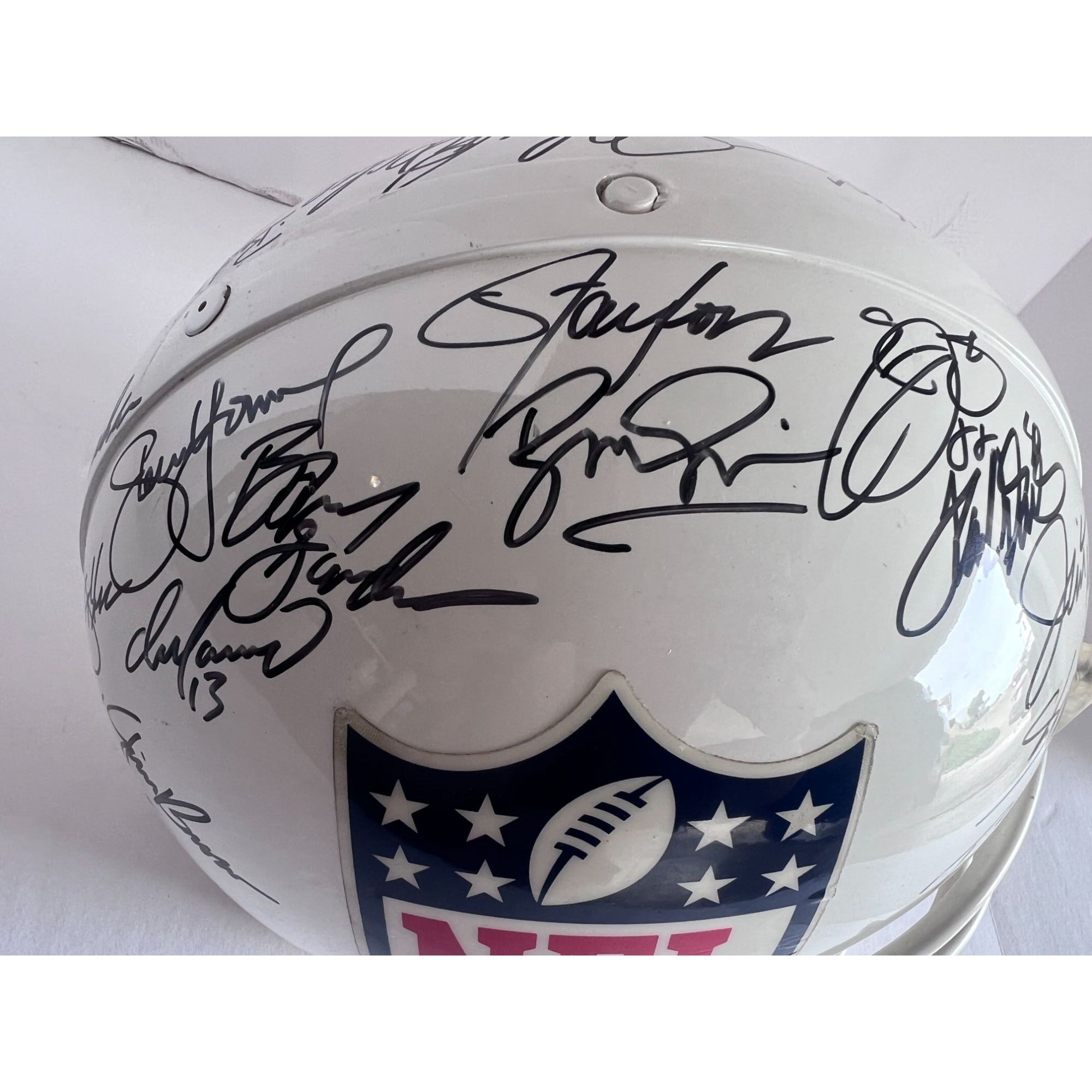 NFL MVPS Bart Starr Emmitt Smith Joe Montana John Elway Jim Brown 37 in all Riddell Pro vintage helmet signed with proof