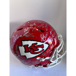 Load image into Gallery viewer, Patrick Mahomes Andy Reid Travis Kelce 2022- 23 Super Bowl champion Kansas City Chiefs Riddell Speed Authentic team signed helmet signed
