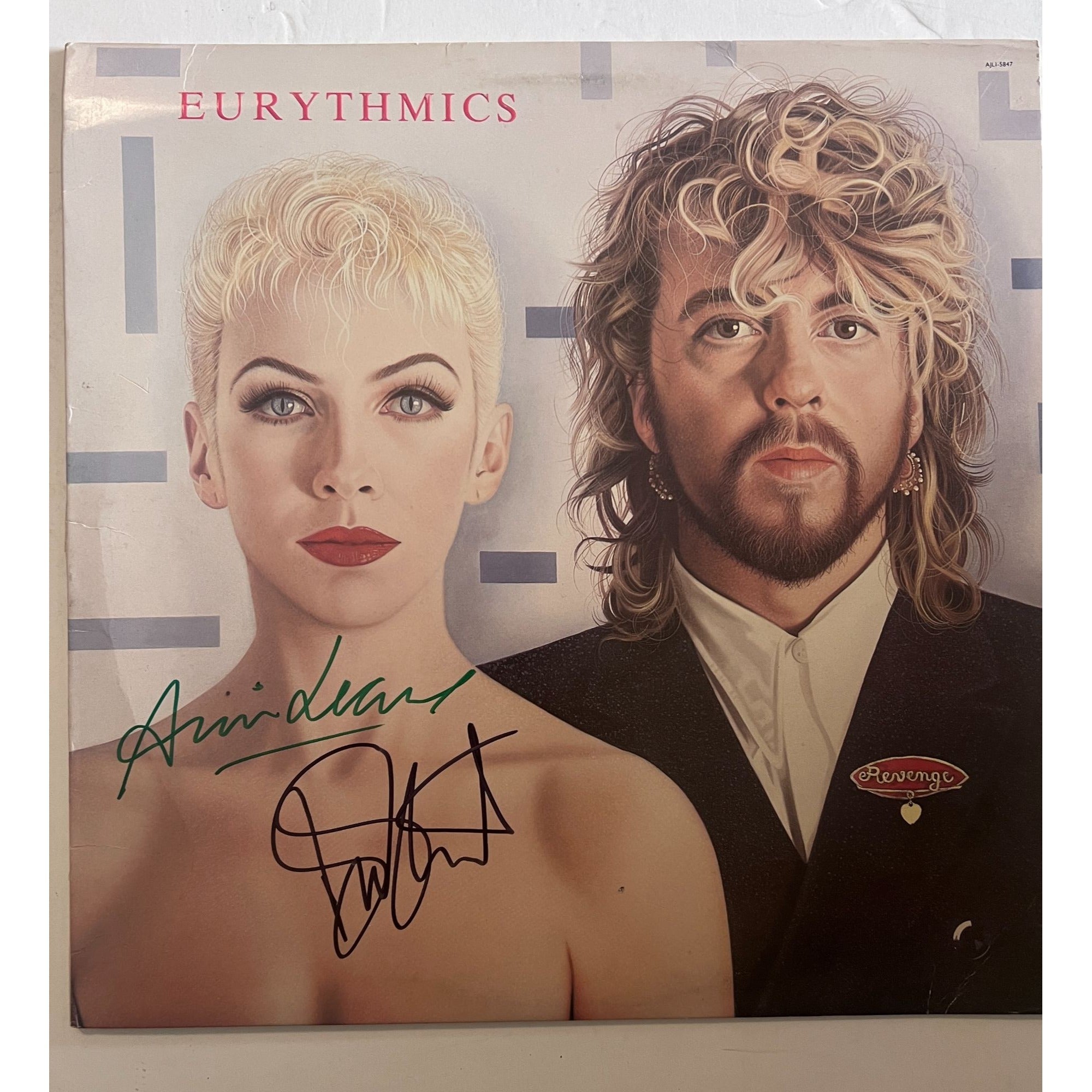 The Eurythmics Annie Lennox and Dave Stewart Revenge original LP signed with proof