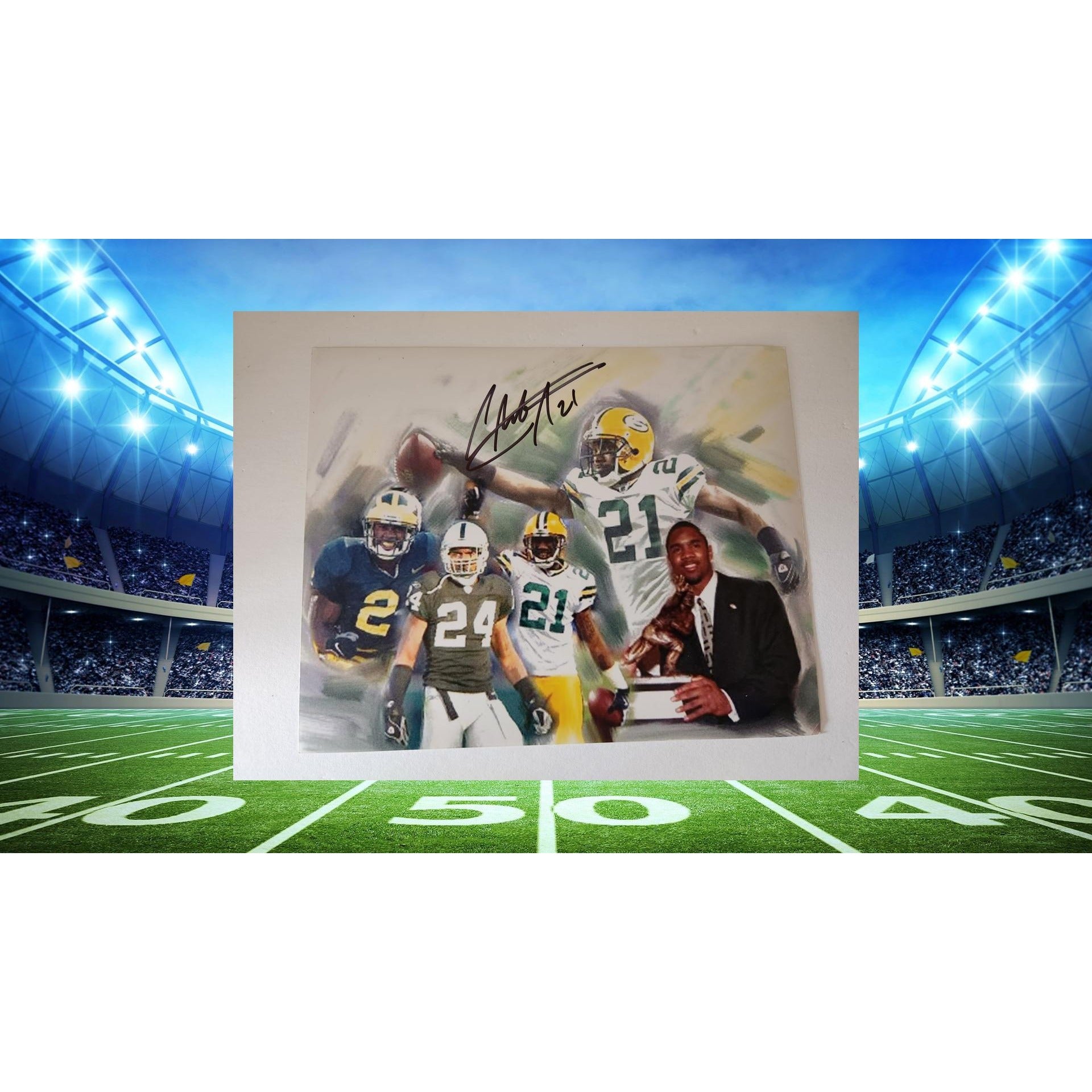 Charles Woodson University of Michigan Green Bay Packers NFL Hall of Famer 8x10 photo signed