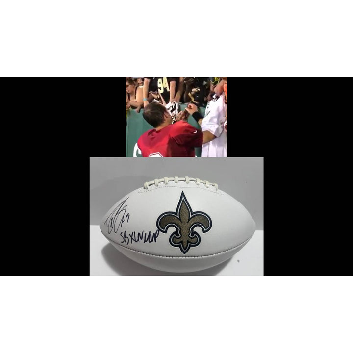 Drew Brees signed and inscribed New Orleans Saints full size football signed with proof