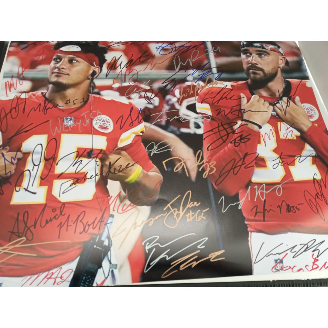 Kansas City Chiefs 2023-24 Andy Reid Patrick Mahomes Chris Jones Travis Kelce 16x20 photo team signed with proof