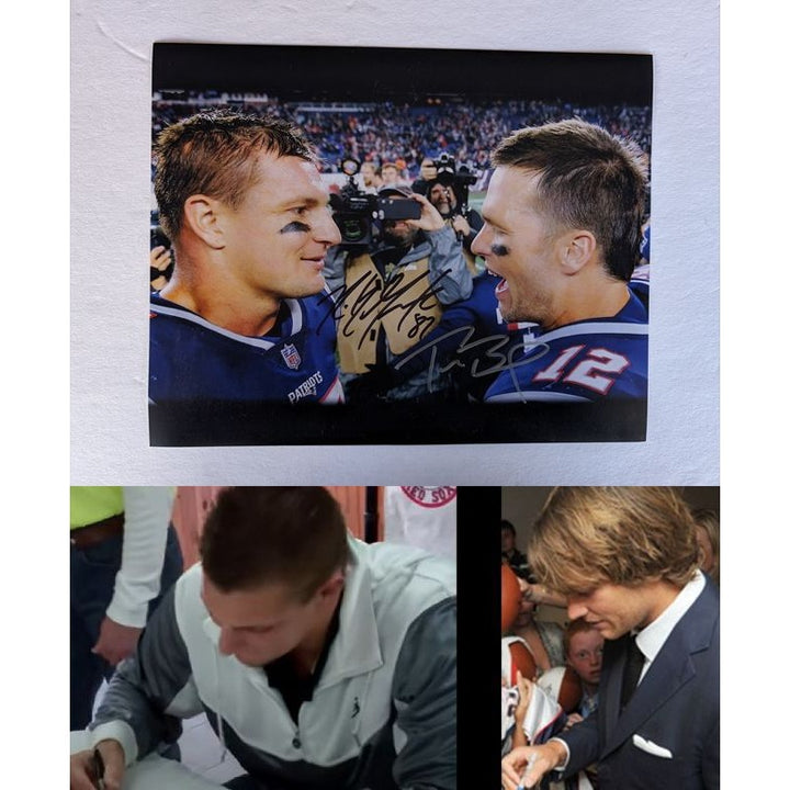 Rob Gronkowski Tom Brady New England Patriots Super Bowl champions 8 by 10 photo signed with proof