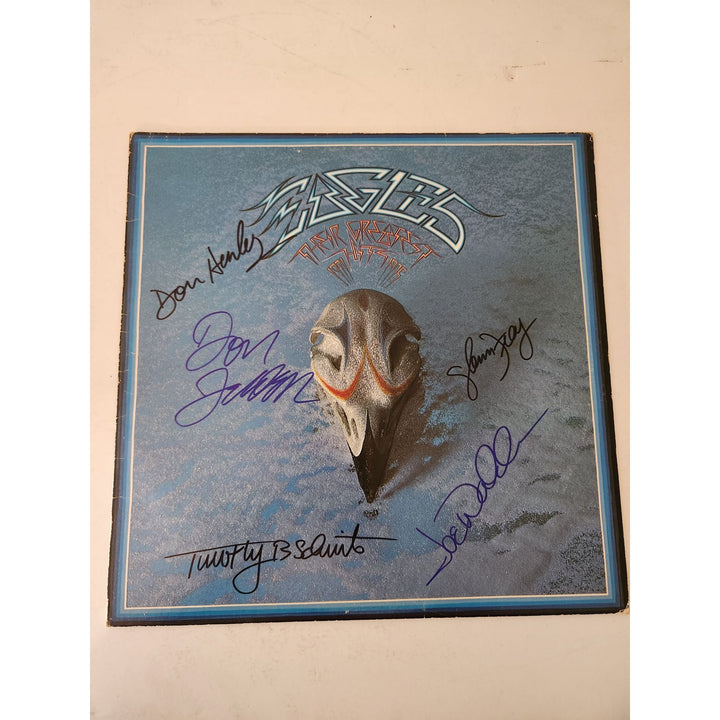 Don Henley Glenn Frey Joe Walsh Timothy B Schmidt donfelder Eagles Greatest Hits LP signed with proof