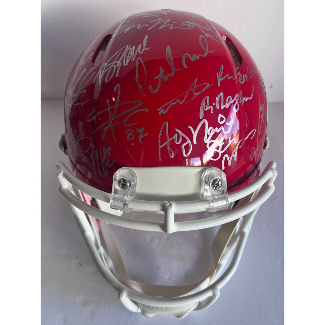 Kansas City Chiefs 2019 20 Super Bowl champions Riddell Speed authentic game model helmet 40 + sigs Patrick Mahomes Travis Kelce Andy Reid T