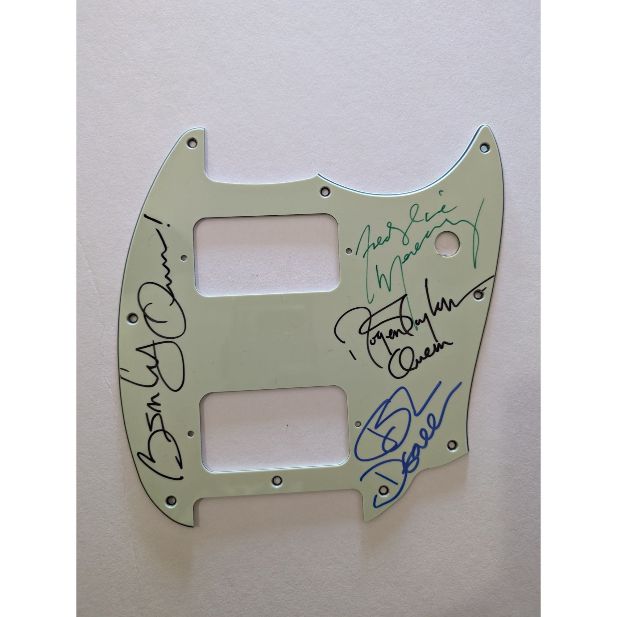 Freddie Mercury Brian May Roger Taylor John Deacon incredible Queen fender telecaster pickguard signed with proof