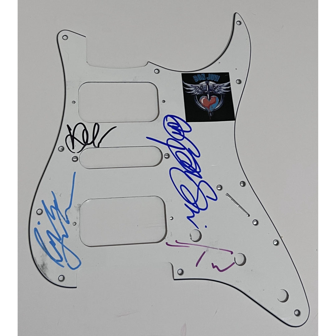 Bon Jovi Richie Sambora Jon Bon Jovi Stratocaster electric pickguard signed with proof