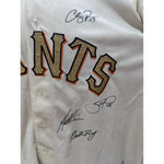 Load image into Gallery viewer, Buster Posey Bruce Bochy Tim Lincecum Matt Cain Pablo Sandoval Barry Zito San Francisco Giants Size 52 game model jersey signed with proof
