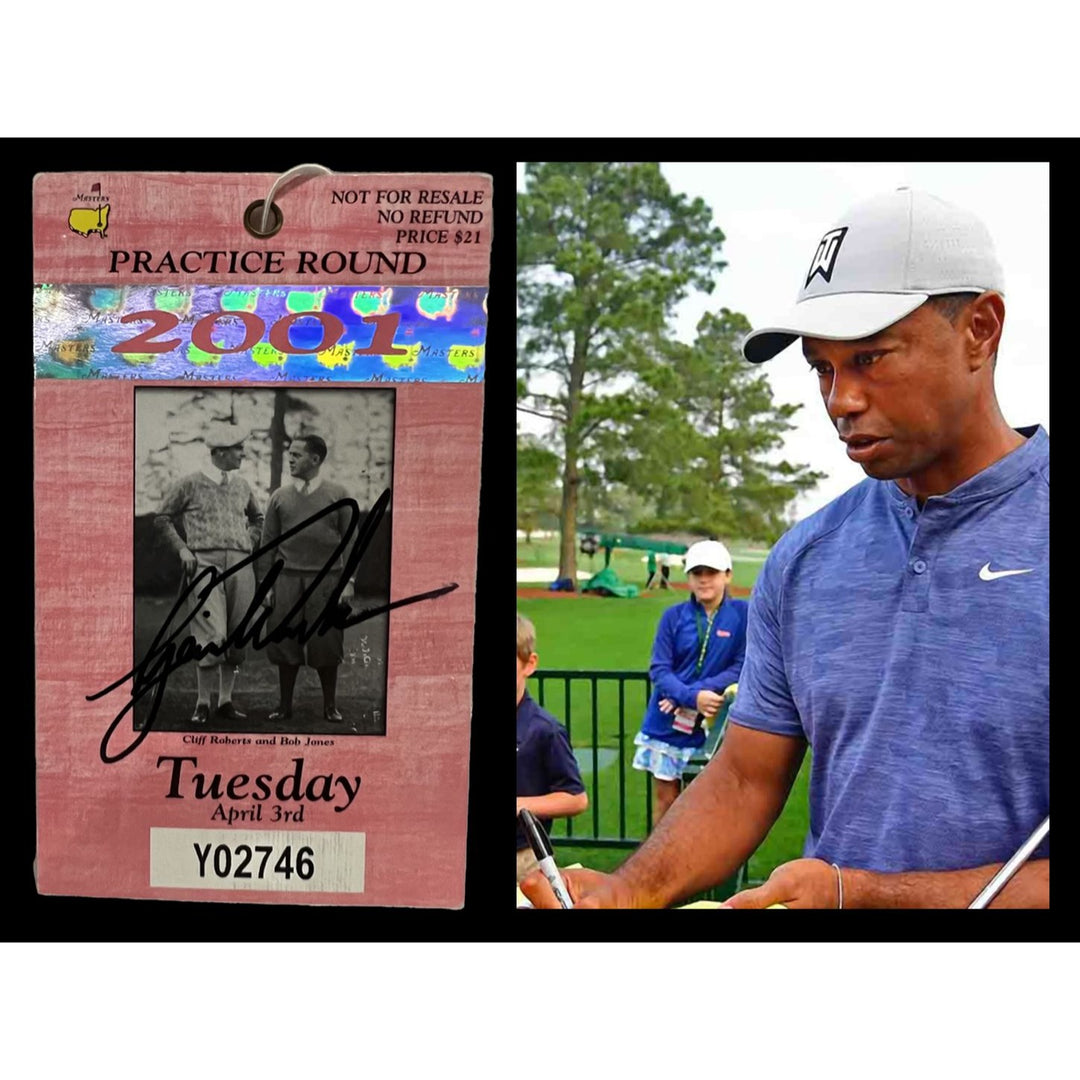 Tiger Woods 2001 Masters ticket signed with proof