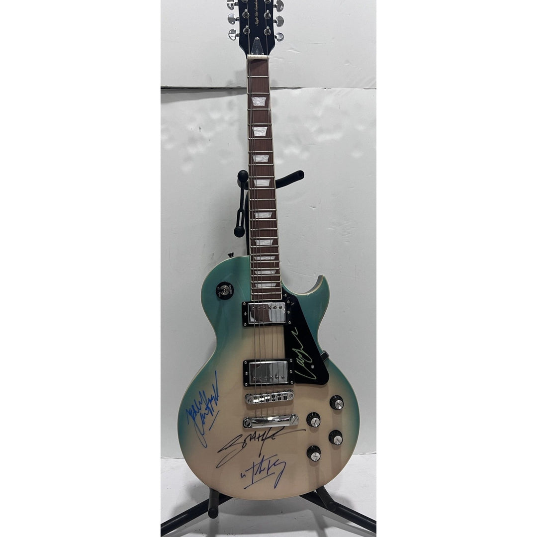 Scorpions Mikkey Dee, Matthias Jabs, Klaus Meine, Rudolf Schenker  lighting full size electric guitar signed with proof