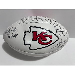 Andy Reid Patrick Mahomes Travis Kelce Kansas City Chiefs full size football signed with proof