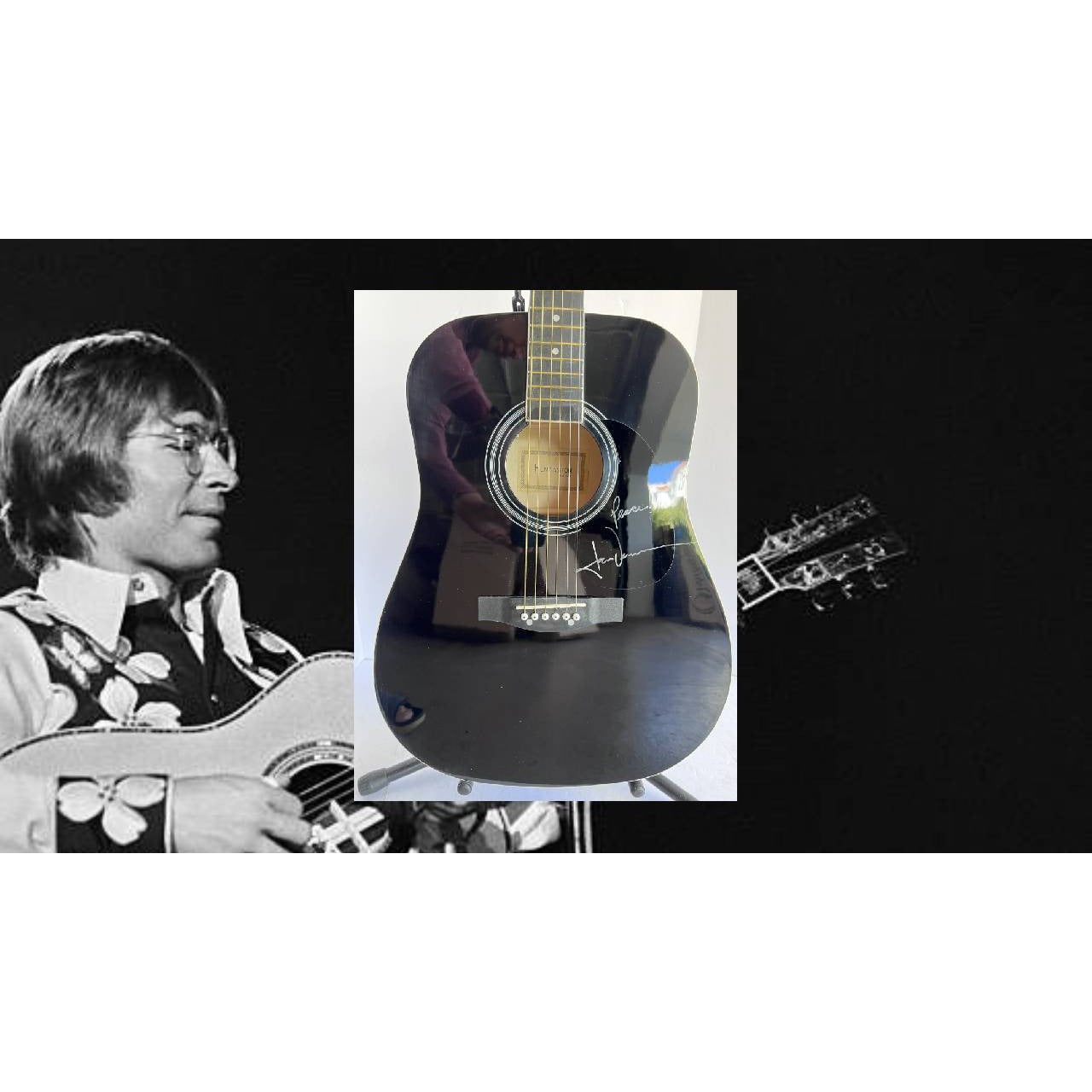 John Denver full size acoustic guitar signed with proof