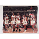 Load image into Gallery viewer, Chicago Bulls Michael Jordan Dennis Rodman Scottie Pippen Tony Kukoc and Ron Harper 16 by 20 photo signed with proof
