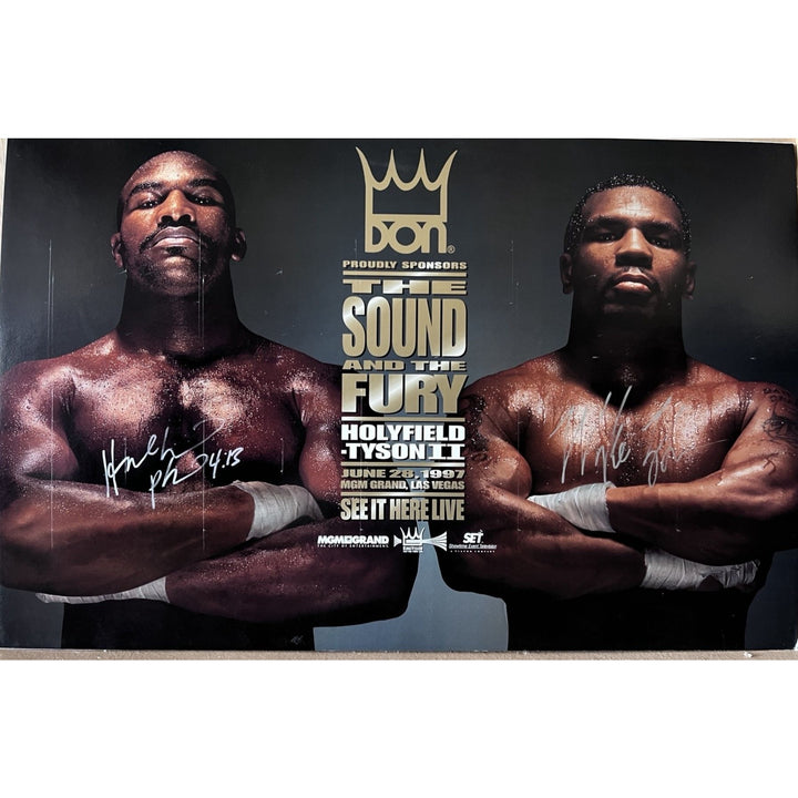 Mike Tyson Evander Holyfield original fight poster signed with proof