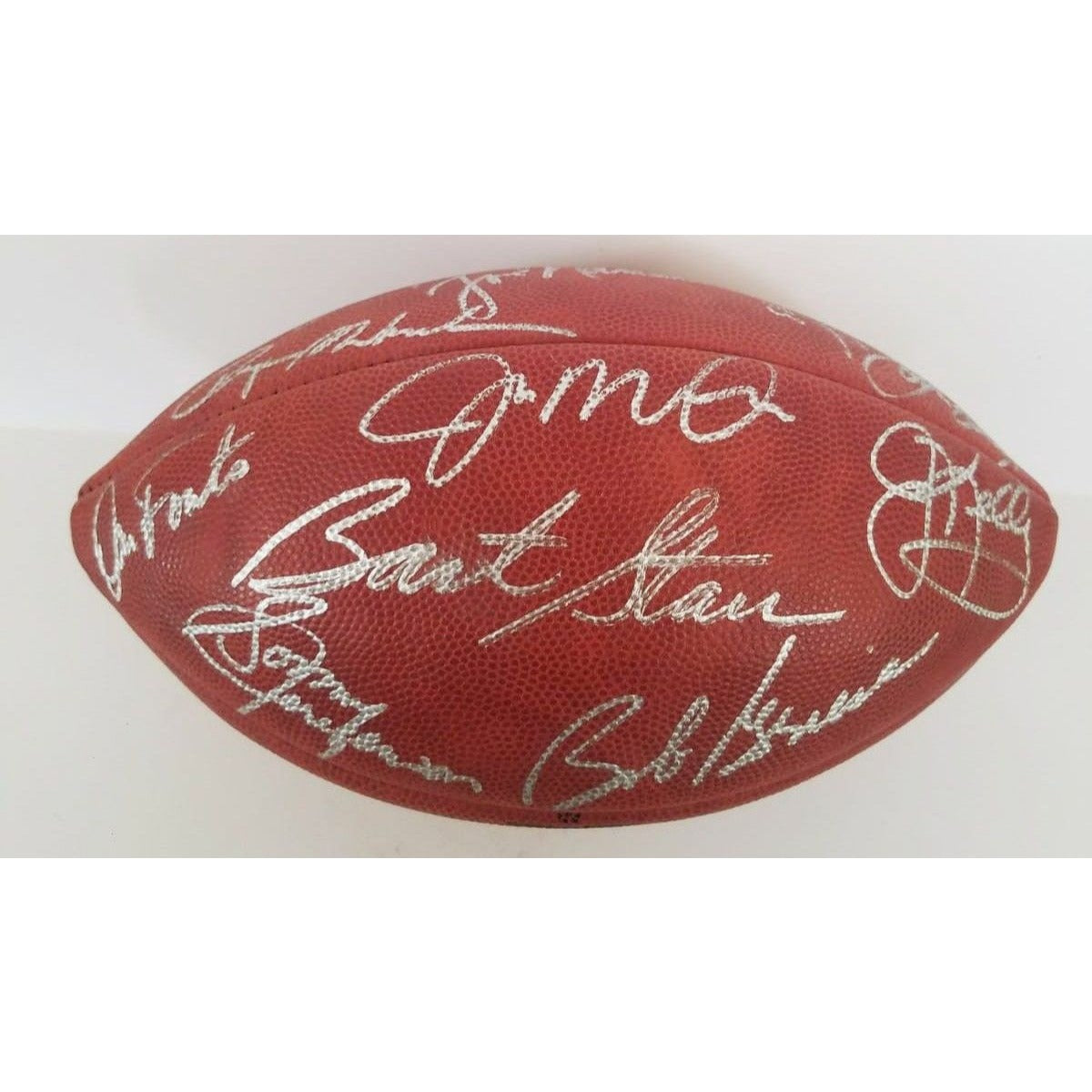 Bart Starr, John Elway, Joe Montana 15 NFL Hall of Fame quarterbacks NFL game football signed with proof with free case