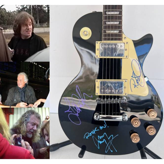 Jimmy Page Robert Plant John Paul Jones Led Zeppelin vintage les paul full size electric guitar signed with proof.