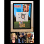 Load image into Gallery viewer, Caddyshack Bushwood Country Club Pin flag Bill Murray Rodney Dangerfield Chevy Chase cast signed with proof and framed 26x37
