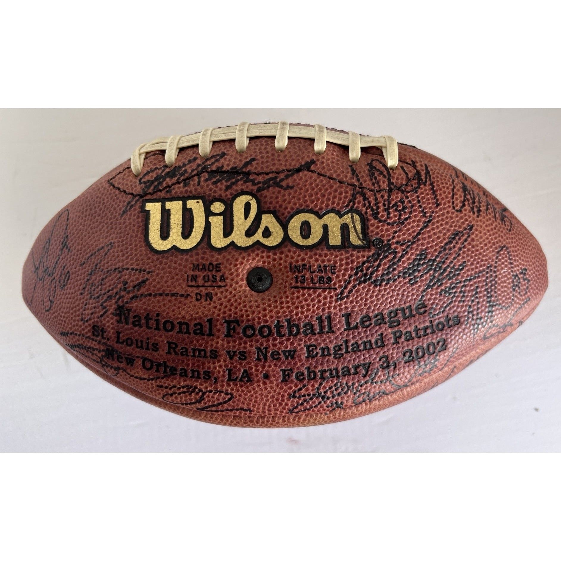 New England Patriots 2001 02 Super Bowl champions NFL Game football (S –  Awesome Artifacts