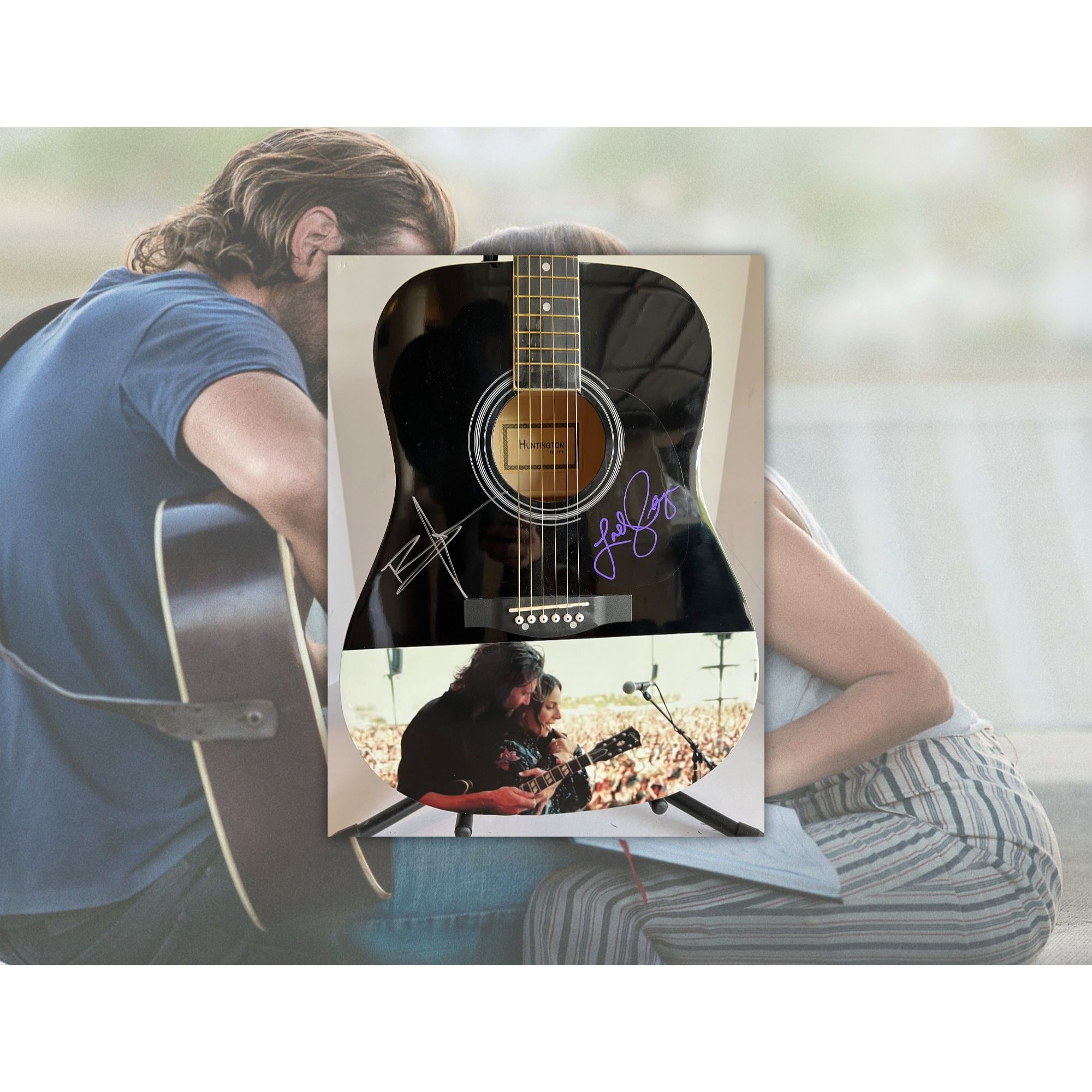 Bradley Cooper Lady Gaga "A Star Is Born" 39" one of a kind acoustic guitar signed with proof