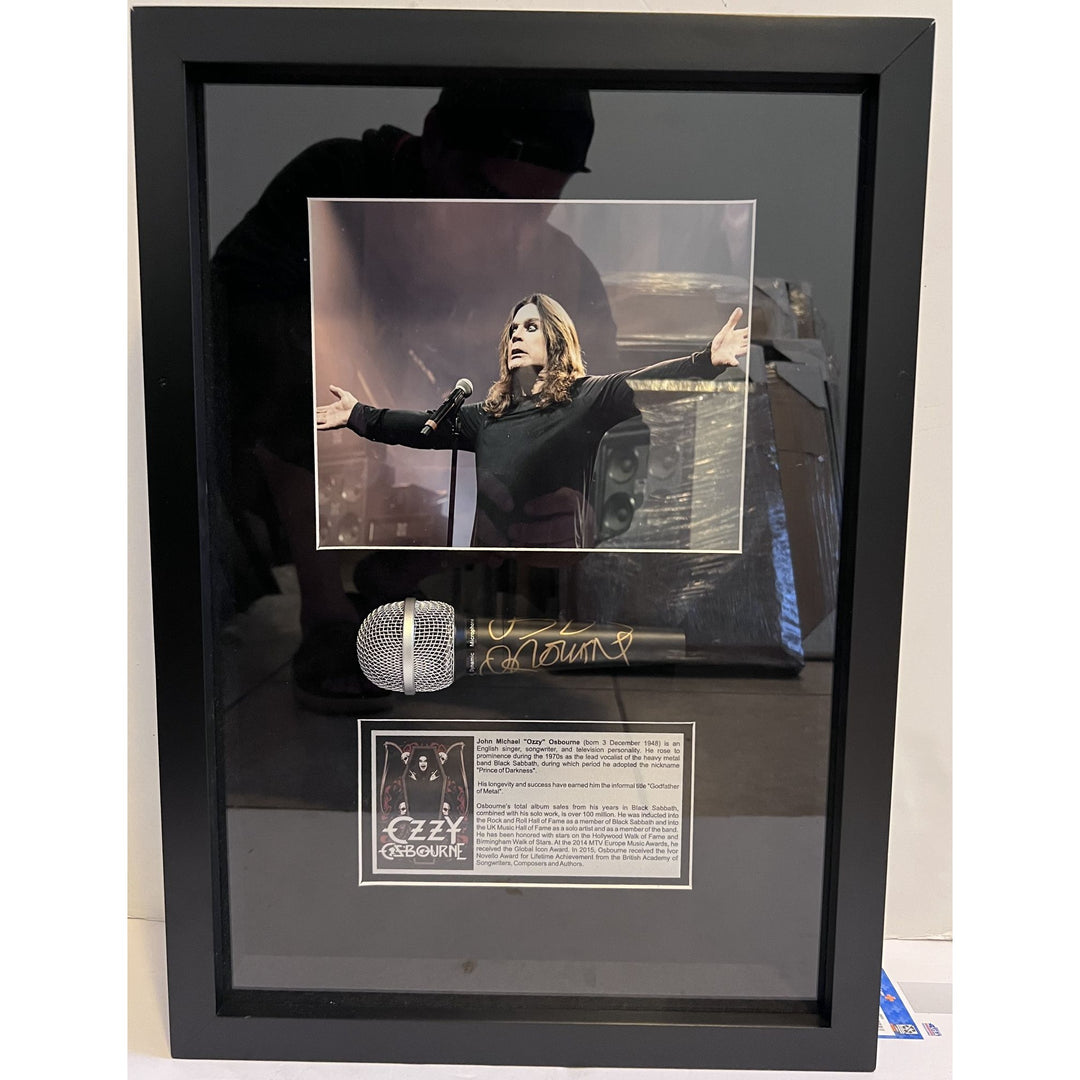 Ozzy Osbourne Black Sabbath One of a Kind microphone signed and framed with proof