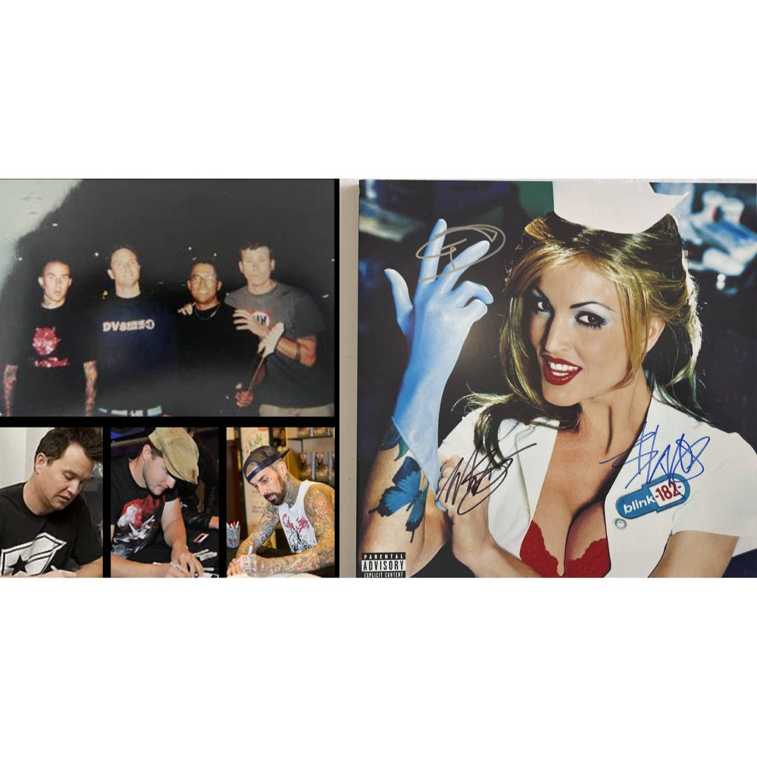 Blink 182, Mark Hoppus, Tom DeLonge, Travis Barker Enema of the State album signed with proof