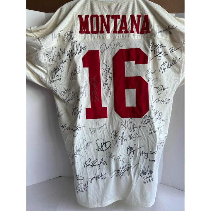 San Francisco 49ers 1988 -89  Joe Montana size xl Super Bowl Champions team signed game model jersey signed with proof