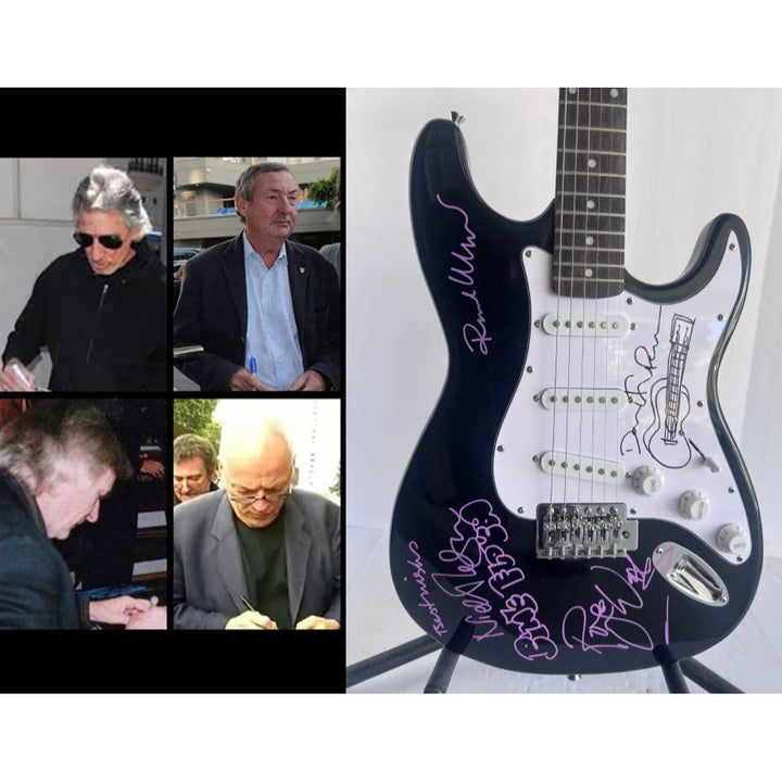 David Gilmour Roger Waters Nick Mason Richard Wright Pink Floyd full size Huntington electric guitar signed with proof