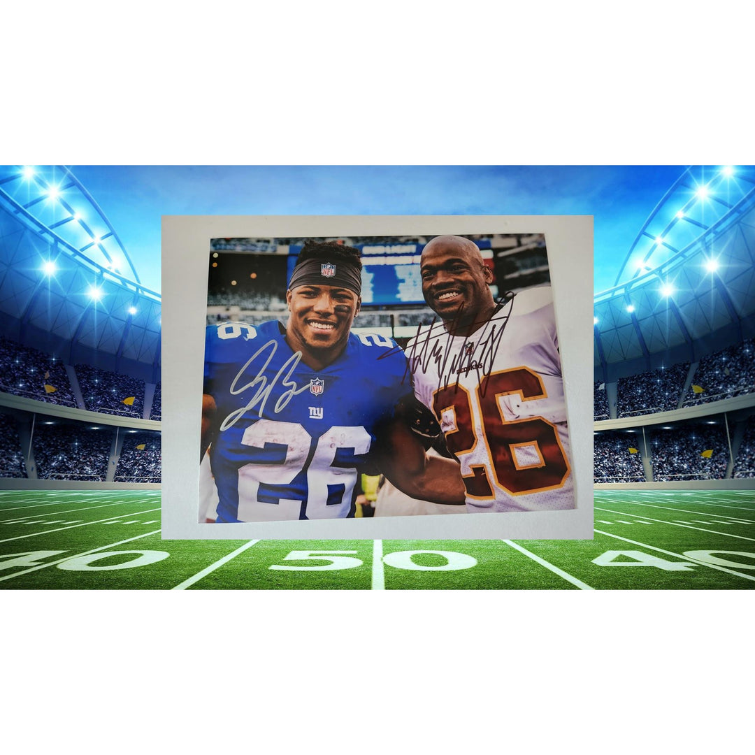 Adrian Peterson Saquon Barkley 8x10 photo signed