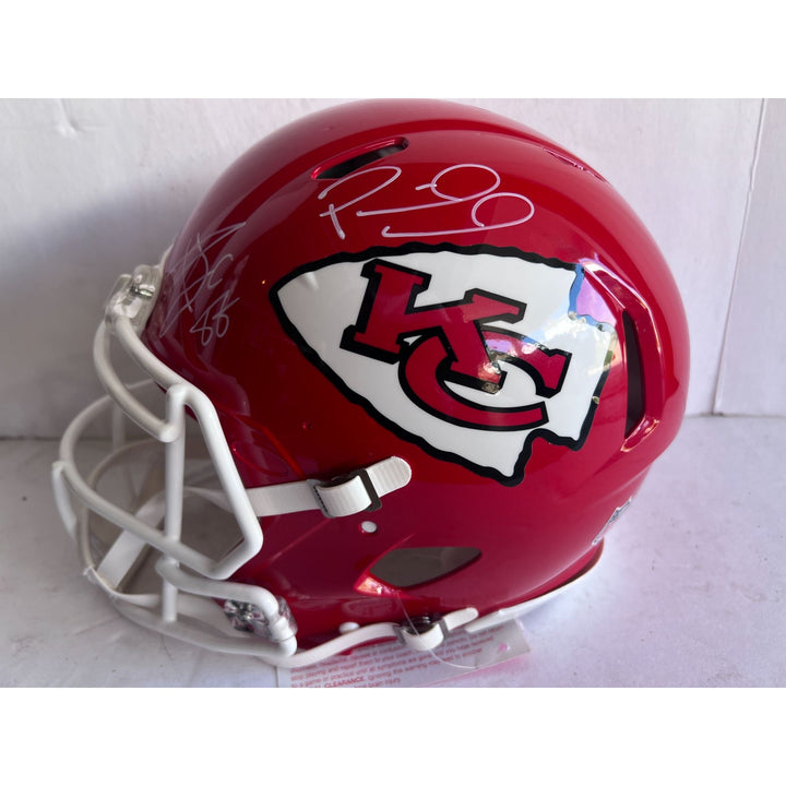 Patrick Mahomes Travis Kelce Riddell model authentic helmet signed with proof