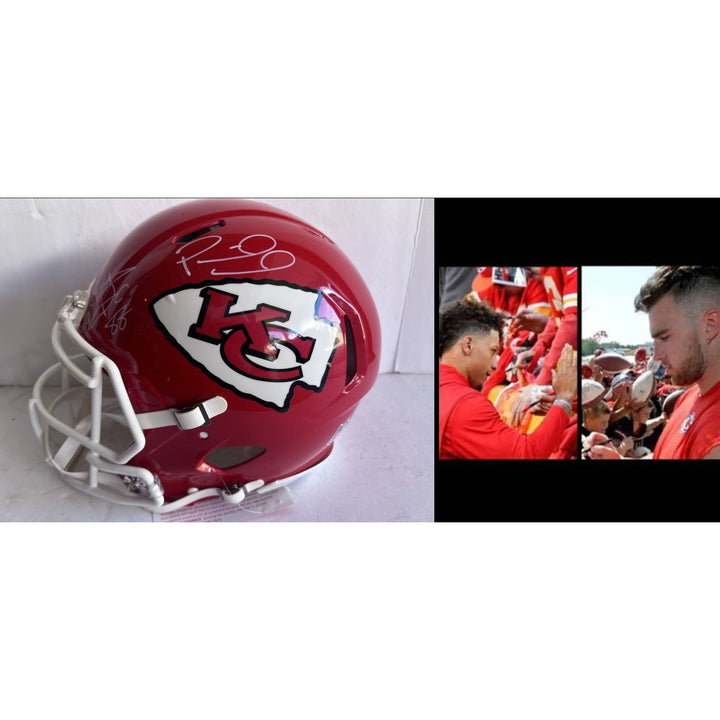 Patrick Mahomes Travis Kelce Riddell model authentic helmet signed with proof