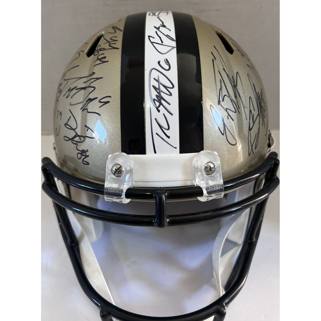 NewOrleans Saints Drew Brees Sean Payton Riddell replica speed full size team helmet signed Super Bowl champs