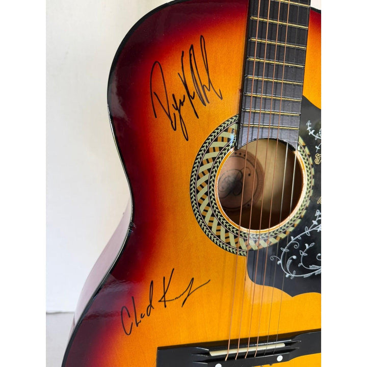 Nickelback Chad Kroeger, Ryan Peake, Mike Kroeger, Daniel Adair vintage acoustic guitar signed with proof