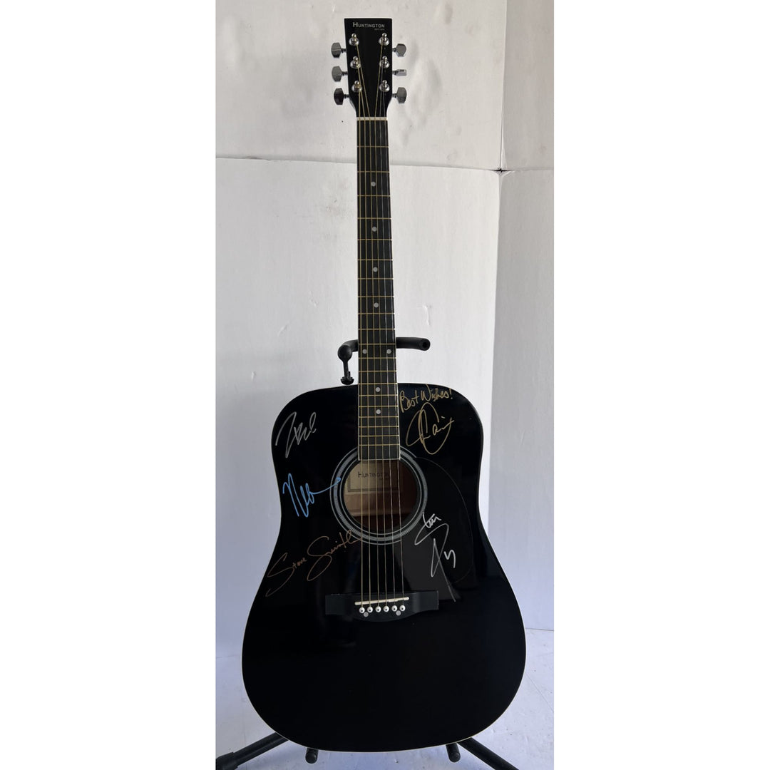 Neal Schon,  Ross Valory,  Jonathan Cain, Greg Rowley Steve Perry Journey complete band signed acoustic guitar with proof