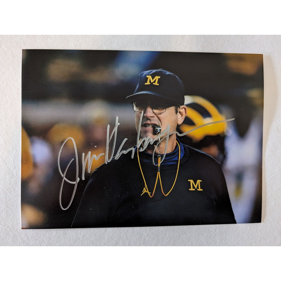 Jim Harbaugh Michigan Wolverines 5x7 photo signed with proof