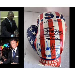 Sylvester Stallone Rocky Balboa and Carl Weathers Apollo Creed USA boxing glove signed with proof