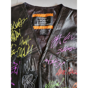 Metallica Pantera Judas Priest Black Sabbath Iron Maiden Heavy Metal legendsleather vest (L) signed with proof