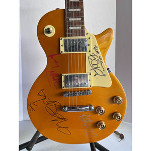 U2 Bono Paul Hewson The Edge David Evans Howell, Larry Mullen Adam Clayton full size gold Les Paul signed with proof